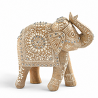 Bliss & Beyond Hand Painted Cone Work Elephant Figurine Size- 21.59X35.56x17.78 Cm  Color-White Washed