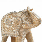 Bliss & Beyond Hand Painted Cone Work Elephant Figurine Size- 21.59X35.56x17.78 Cm  Color-White Washed