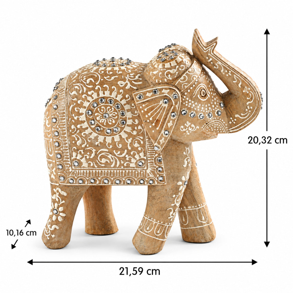 Bliss & Beyond Hand Painted Cone Work Elephant Figurine Size- 21.59X35.56x17.78 Cm  Color-White Washed