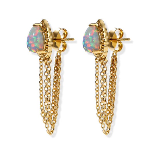 D'Joy AA natürliche, äthiopische Welo Opal Ohrringe, 925 Silber 750 vergoldet - 1,82 ct.