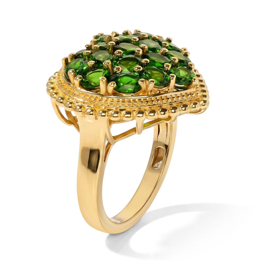 EverTrue Chromdiopsid Herz Cluster Ring, Bronze mit Gelbgold E-Beschichtung - 3,17 ct.
