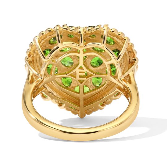 EverTrue Chromdiopsid Herz Cluster Ring, Bronze mit Gelbgold E-Beschichtung - 3,17 ct.