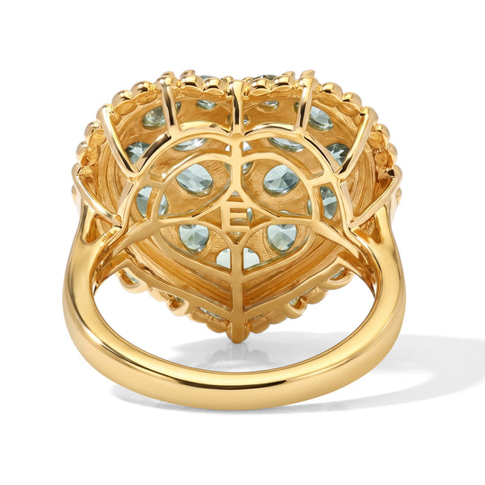 EverTrue Betroka blauer Apatit Herz Cluster Ring, Bronze mit Gelbgold E-Beschichtung - 3,38 ct.