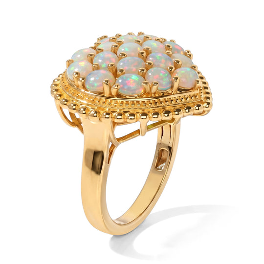 EverTrue AA natürlicher, äthiopischer Opal Herz Cluster Ring, Bronze mit Gelbgold E-Beschichtung - 3,38 ct.