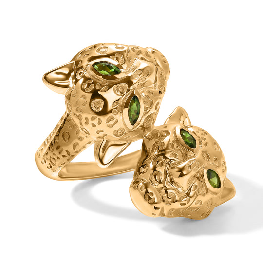 EverTrue natürlicher Chromdiopsid Ring, Messing mit Gelbgold E-Beschichtung - 0,46 ct.