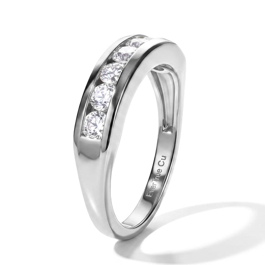 EverTrue weißer Zirkon Ring, 950 Kupfer mit Platin E-Beschichtung - 1,47 ct.