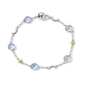 D'Joy Regenbogen Mondstein Armband ca. 19 cm 925 Silber Rhodiniert ca. 4,91 ct.
