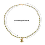 GP - Süßwasser Perle (5 mm), Peridot Halskette ca. 45 cm 925 Silber 750 Gelbgold vermeil