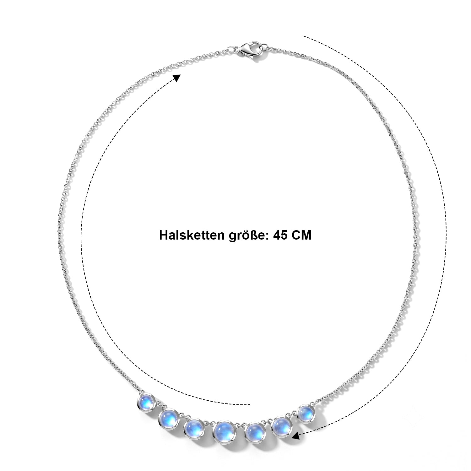 EVER TRUE Regenbogen Mondstein Halskette ca. 45 cm 950 Kupfer ca. 10.62 ct