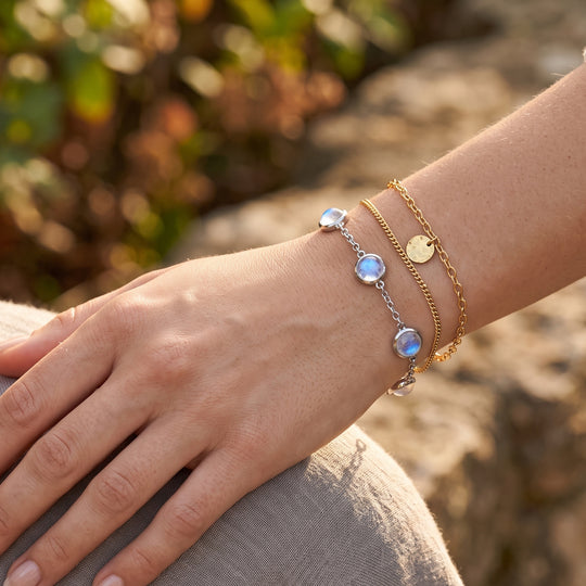 EVER TRUE Regenbogen Mondstein Armband ca. 19 cm 950 Kupfer ca. 9.75 ct