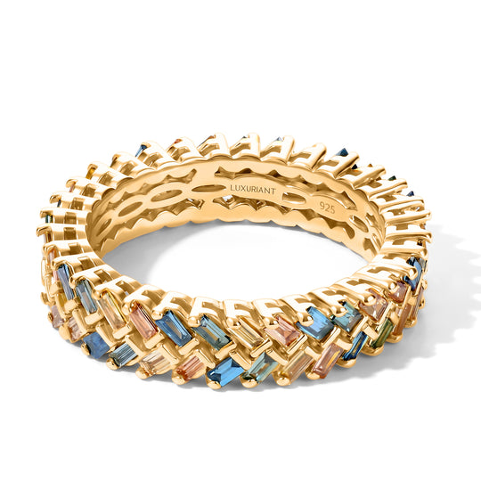 LUXURIANT DIAMOND - Lab Grown Champagner Diamant SGL zertifiziert SI-GH, Lab Grown Gelb Diamant Ring 925 Silber 750 Gelbgold vermeil (Größe 17.00) ca. 0,99 ct