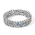 LUXURIANT DIAMOND - Lab Grown Grüner Diamant SGL zertifiziert SI-GH, Lab Grown Blauer Diamant Ring 925 Silber Rhodiniert (Größe 20.00) ca. 1.00 ct
