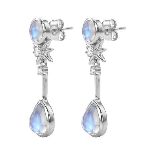 EVER TRUE Regenbogen Mondstein Ohrringe 950 Kupfer ca. 6,07 ct.