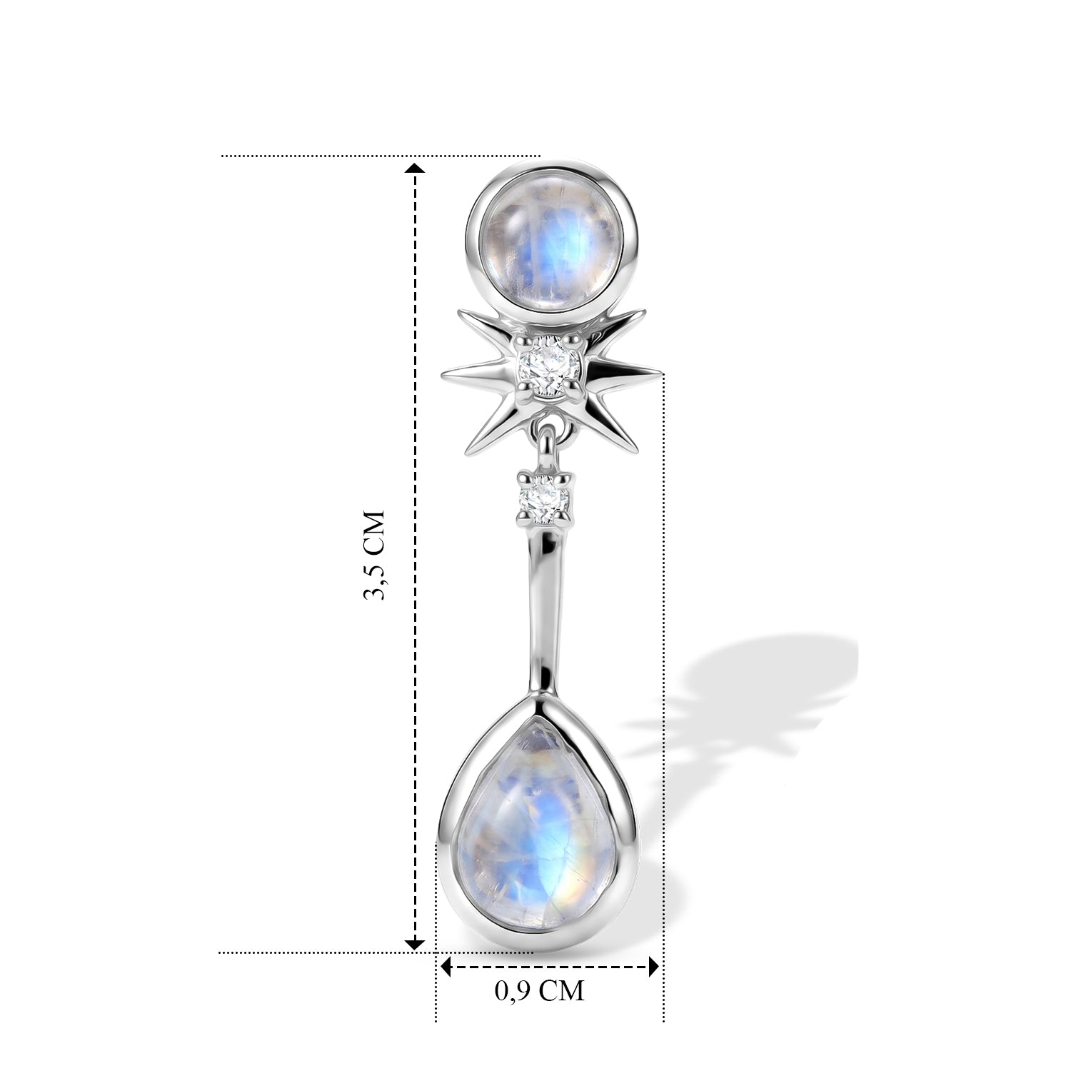 EVER TRUE Regenbogen Mondstein Ohrringe 950 Kupfer ca. 6,07 ct.