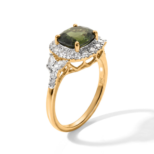 LUXURIANT  (10-16 Werktage Lieferzeit)  2,22 ct. AAA grüner Saphir und Labor Diamant Ring in 417 Gold