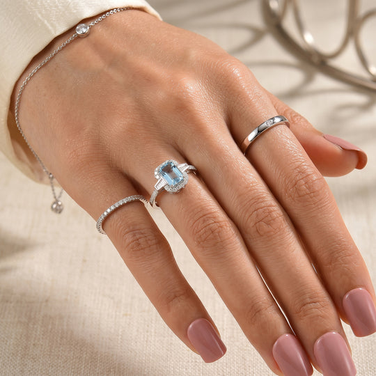 LUXORO AAA Santamaria Aquamarin, Weißer Diamant Ring 417 Gold (Größe 18.00)   (10-16 Werktage Lieferzeit) ca. 1,83 ct