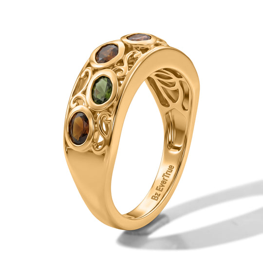 EVER TRUE AA Mehrfarbig-Turmalin Ring Reine Bronze (Größe 21.00) ca. 1,14 ct
