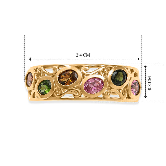EVER TRUE AA Mehrfarbig-Turmalin Ring Reine Bronze (Größe 21.00) ca. 1,14 ct