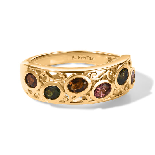 EVER TRUE AA Mehrfarbig-Turmalin Ring Reine Bronze (Größe 21.00) ca. 1,14 ct