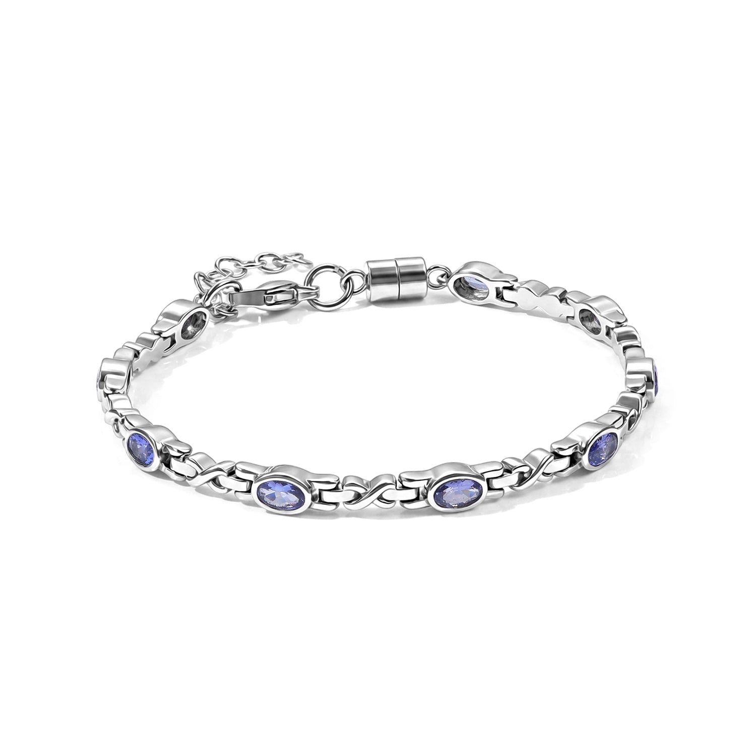 EVER TRUE Tansanit Armband ca. 18 cm+ 2 cm Extender  316L Edelstahl ca. 2,21 ct.