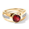 Rubin-Feuer-Triplett-Quarz, Weißer Zirkon Ring 925 Silber 750 Vergoldet (Größe 17.00) ca. 1,83 ct
