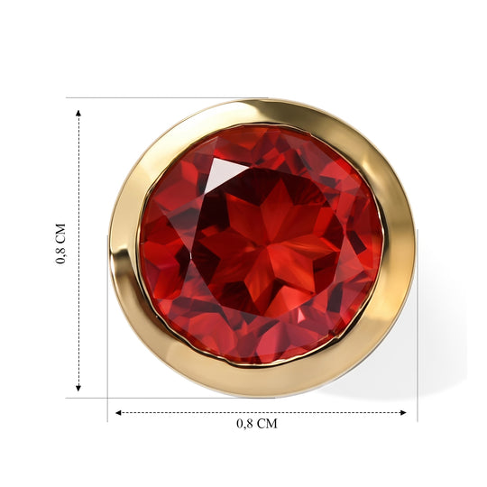 D'Joy Rubin Feuer Triplett Quarz Anhänger, 925 Silber 750 vergoldet - 1,50 ct.