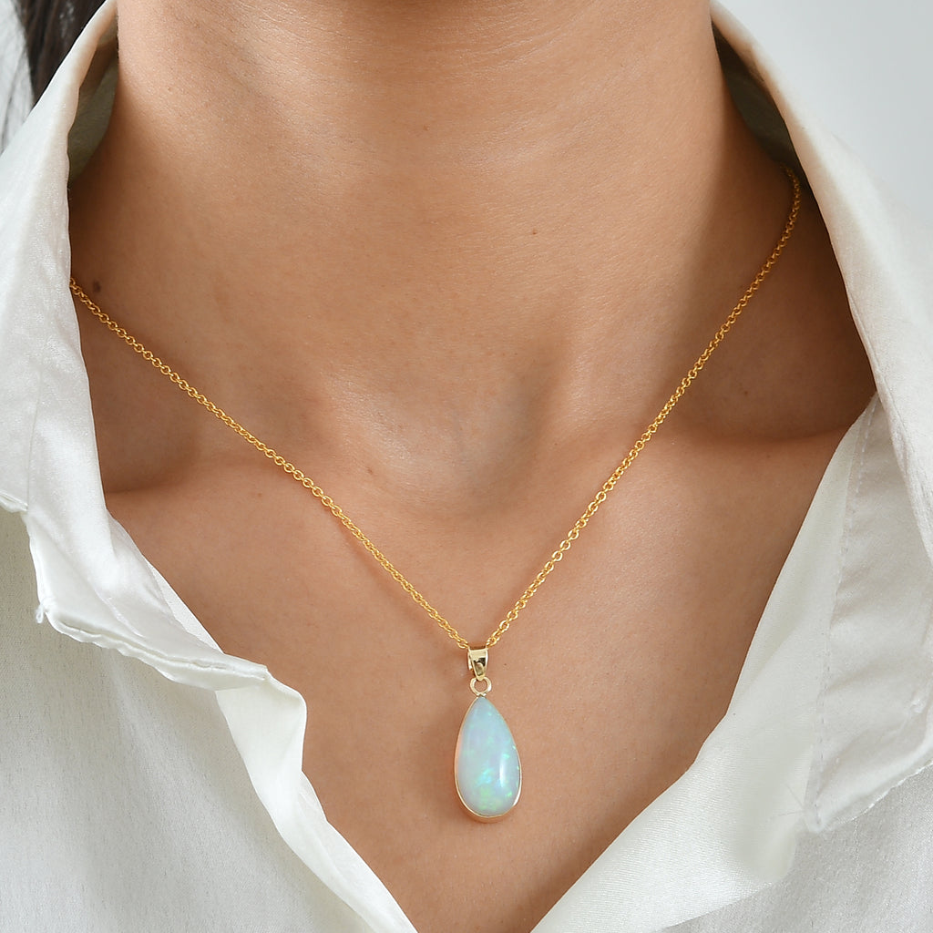 AAA Natürlicher, äthiopischer Welo Opal Anhänger 375 Gold ca. 5,84 ct.