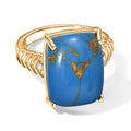 EVER TRUE Blaues Türkis, Weißer Zirkon Ring Nickelfreies Messing (Größe 17.00) ca. 10,01 ct