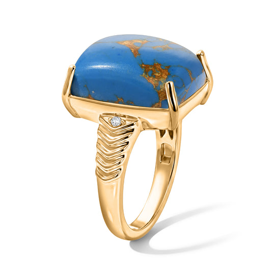EVER TRUE Blaues Türkis, Weißer Zirkon Ring Nickelfreies Messing (Größe 17.00) ca. 10,01 ct