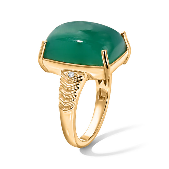 EVER TRUE Verde Onyx, Weißer Zirkon Ring Nickelfreies Messing (Größe 19.00) ca. 12,38 ct