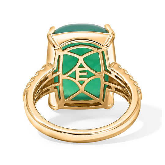 EVER TRUE Verde Onyx, Weißer Zirkon Ring Nickelfreies Messing (Größe 19.00) ca. 12,38 ct