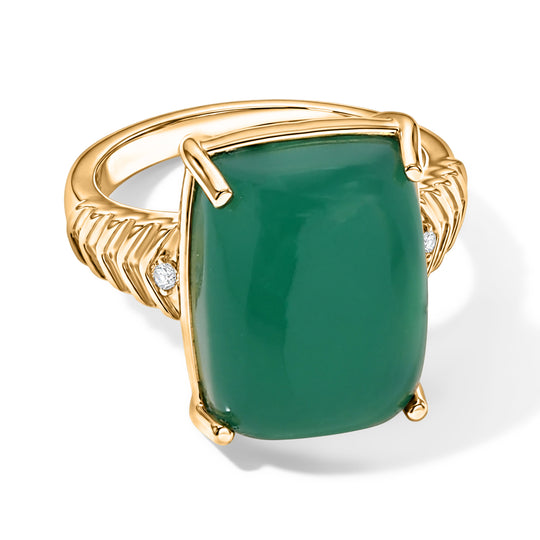 EVER TRUE Verde Onyx, Weißer Zirkon Ring Nickelfreies Messing (Größe 19.00) ca. 12,38 ct