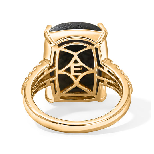 EVER TRUE Labradorit, Weißer Zirkon Ring Nickelfreies Messing (Größe 20.00) ca. 13,10 ct