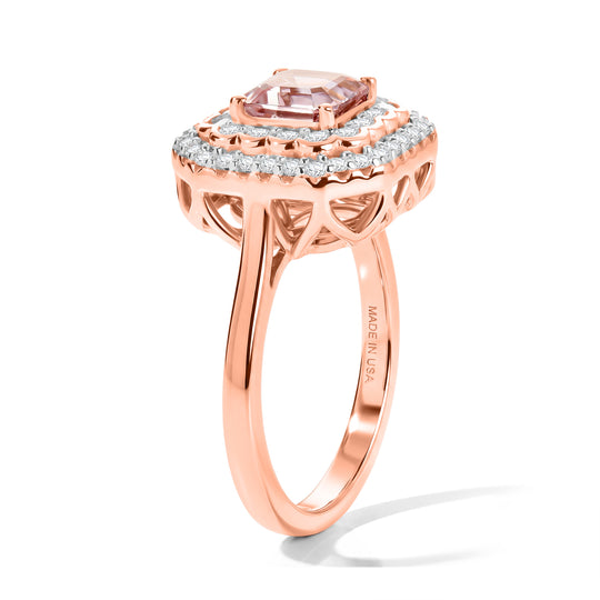 D'Joy AA Rosa Morganit, Moissanit Ring 925 Silber 750 Roségold vermeil (Größe 18.00)   (10-16 Werktage Lieferzeit) ca. 1,33 ct