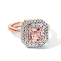 D'Joy AA Rosa Morganit, Moissanit Ring 925 Silber 750 Roségold vermeil (Größe 18.00) ca. 1,33 ct