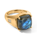 EverTrue AAA Labradorit und Zirkon Ring, Bronze mit Gelbgold E-Beschichtung - 8,18 ct.