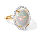LUXURIANT DIAMOND - AAA Natürlicher, äthiopischer Welo Opal, Lab Grown Diamant Ring 925 Silber 750 Gelbgold vermeil (Größe 17.00) ca. 6,38 ct