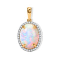 LUXURIANT DIAMOND - AAA Natürlicher, äthiopischer Welo Opal, Lab Grown Diamant Anhänger 925 Silber 750 Gelbgold vermeil ca. 7,12 ct.