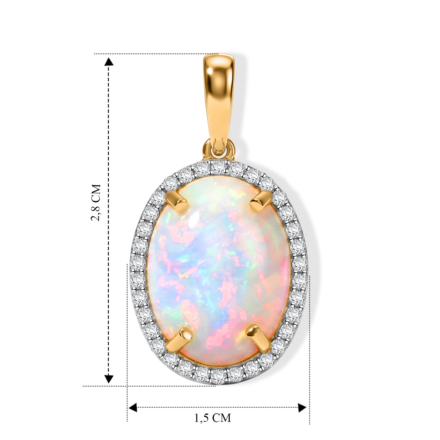 LUXURIANT DIAMOND - AAA Natürlicher, äthiopischer Welo Opal (Ovl 16x12mm), Lab Grown Diamant Anhänger 925 Silber 750 Gelbgold vermeil ca. 7.12 ct