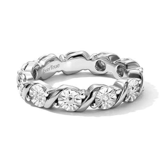 EverTrue Bandring mit weißem Diamantakzent, Messing mit Platin E-Beschichtung