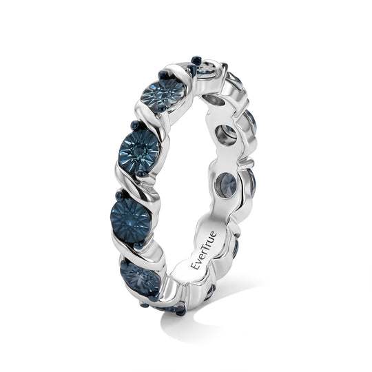 EVER TRUE Blauer Diamant Ring Nickelfreies Messing (Größe 16.00) ca. 0,06 ct