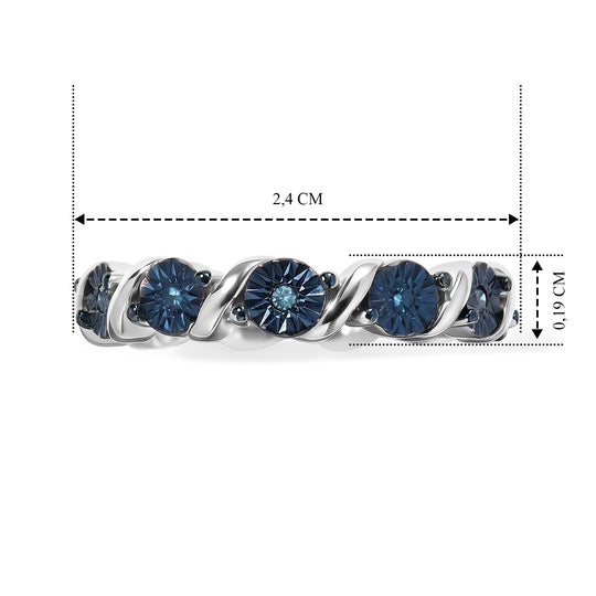 EVER TRUE Blauer Diamant Ring Nickelfreies Messing (Größe 16.00) ca. 0,06 ct