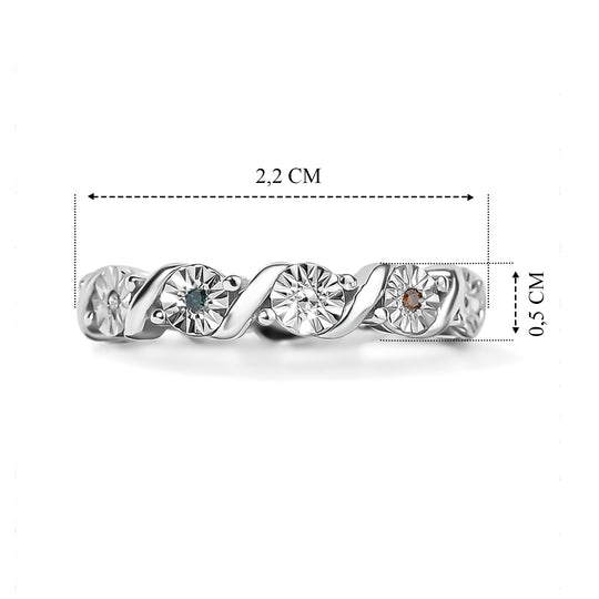 EVER TRUE Blauer Diamant, Roter Diamant (IR) Ring Nickelfreies Messing (Größe 19.00) ca. 0.06 ct