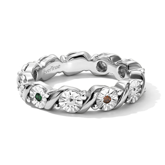 EVER TRUE Blauer Diamant, Roter Diamant (IR) Ring Nickelfreies Messing (Größe 19.00) ca. 0.06 ct