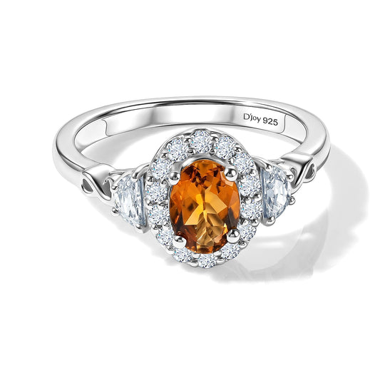 D'Joy AA Sonnenuntergangs-Turmalin, Moissanit Ring 925 Silber Rhodiniert (Größe 19.00) ca. 1,52 ct