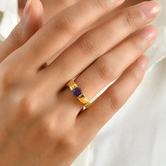 EVER TRUE Afrikanischer Amethyst Ring Nickelfreies Messing (Größe 19.00) ca. 0,78 ct