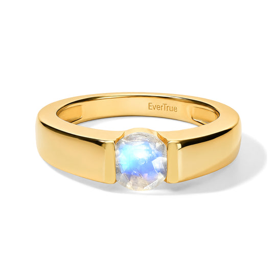 EVER TRUE Regenbogen Mondstein Ring Nickelfreies Messing (Größe 20.00) ca. 0,84 ct