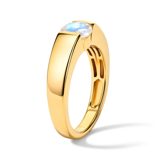 EVER TRUE Regenbogen Mondstein Ring Nickelfreies Messing (Größe 20.00) ca. 0,84 ct