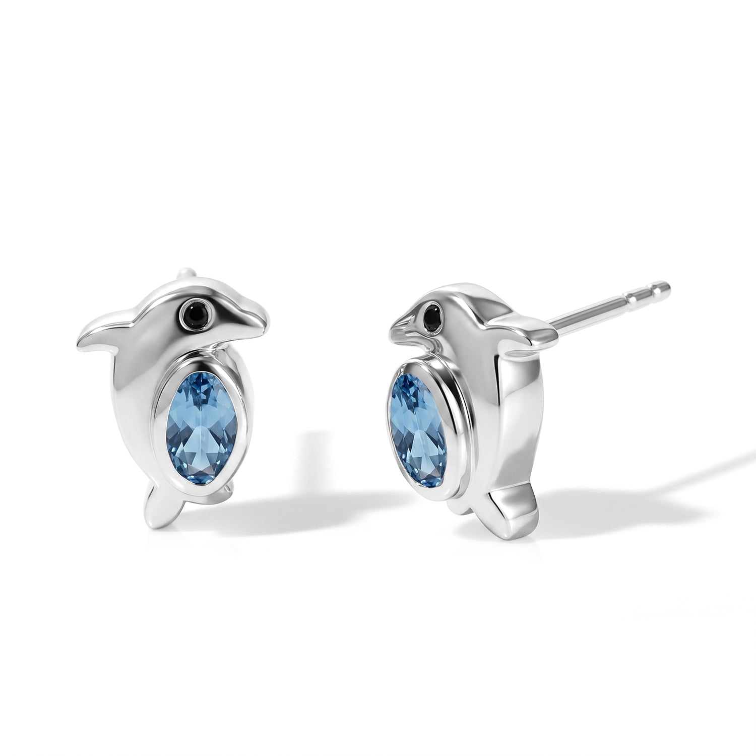 GP - AA Himmelblauer Topas, Kanchanaburi Blauer Saphir Ohrringe 925 Silber Platiniert ca. 0,68 ct.