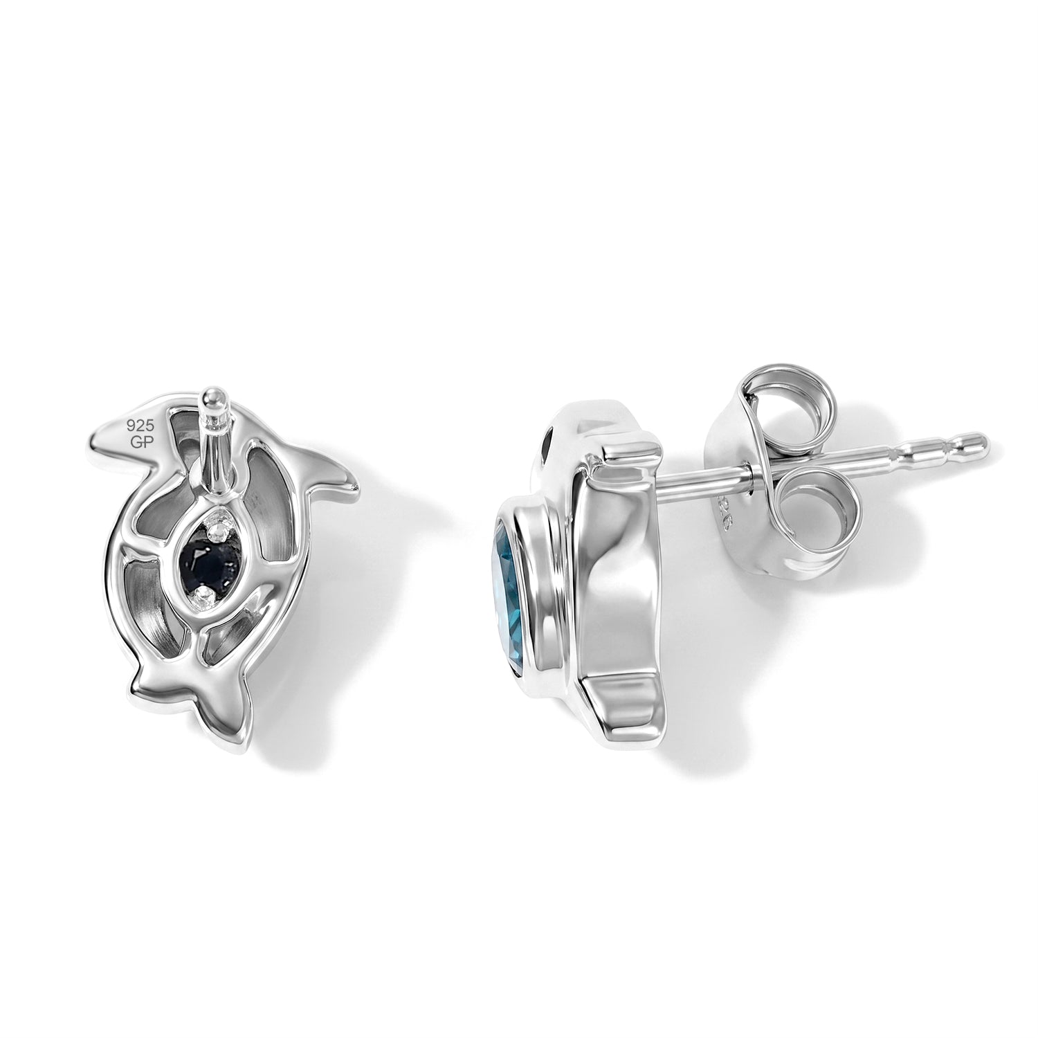GP - AA Himmelblauer Topas, Kanchanaburi Blauer Saphir Ohrringe 925 Silber Platiniert ca. 0,68 ct.